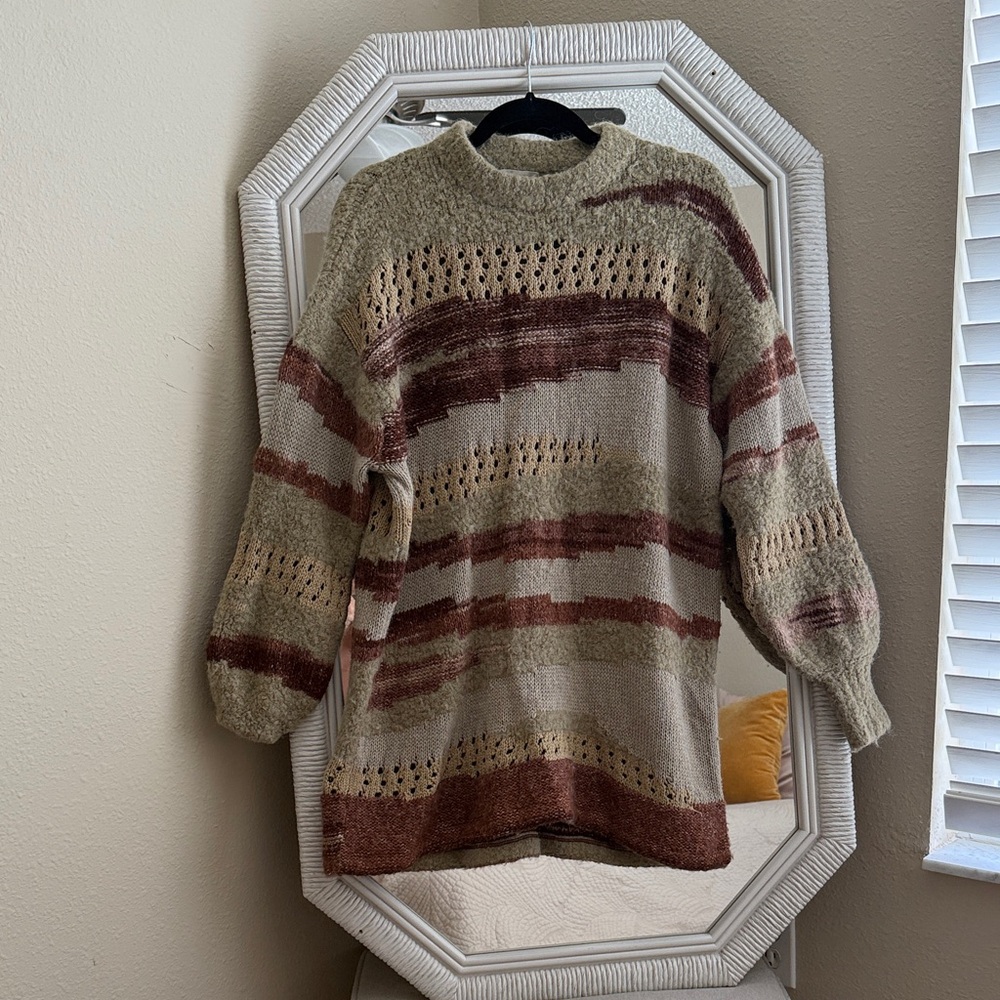 Striped Knit Sweater Dress - Multicolor